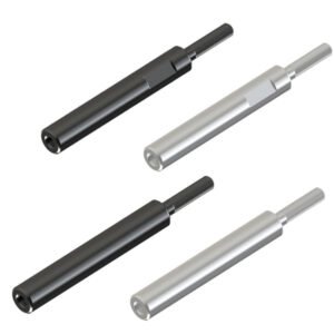 Circular pillar with one end external thread and one end internal thread. Both ends are externally threaded. Thread length is specified. With wrench slot.