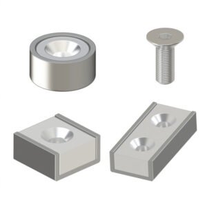 Magnet with flat head bolt stopper type